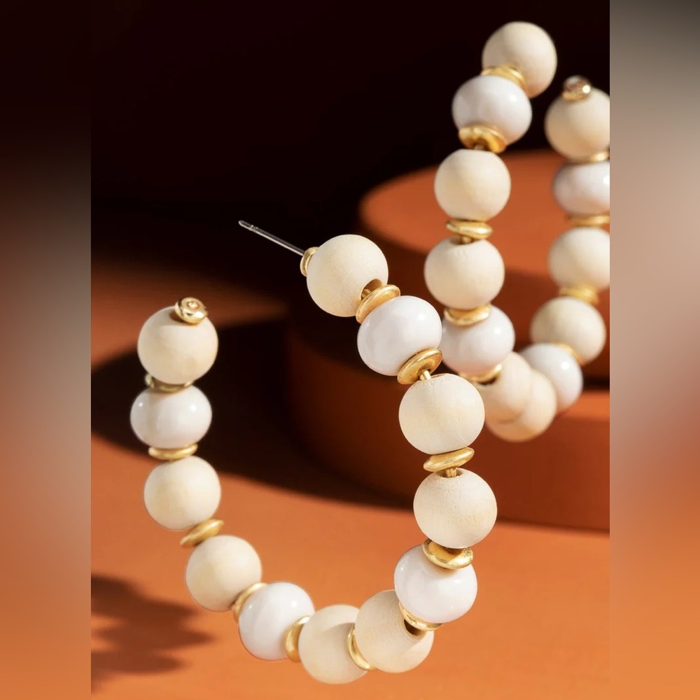 Natural Tone Wood Statement Hoops NWT